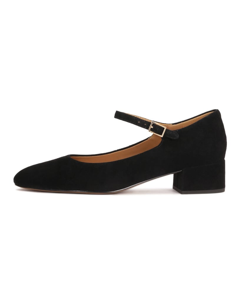 Kazar-Black-suede-pumps-with-strap-and-low-heel-černá