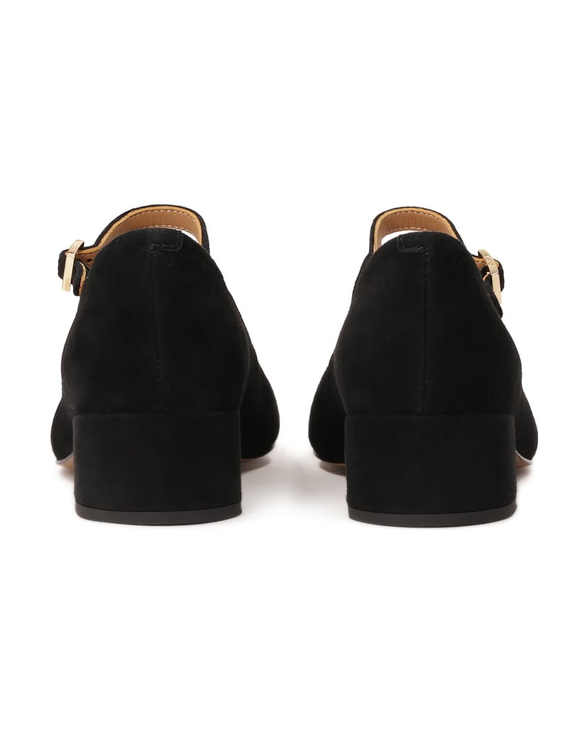 Kazar-Black-suede-pumps-with-strap-and-low-heel-černá