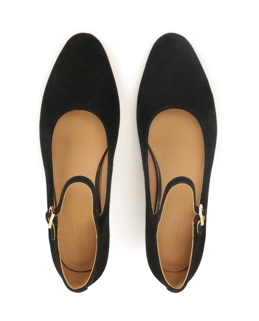 Kazar-Black-suede-pumps-with-strap-and-low-heel-černá