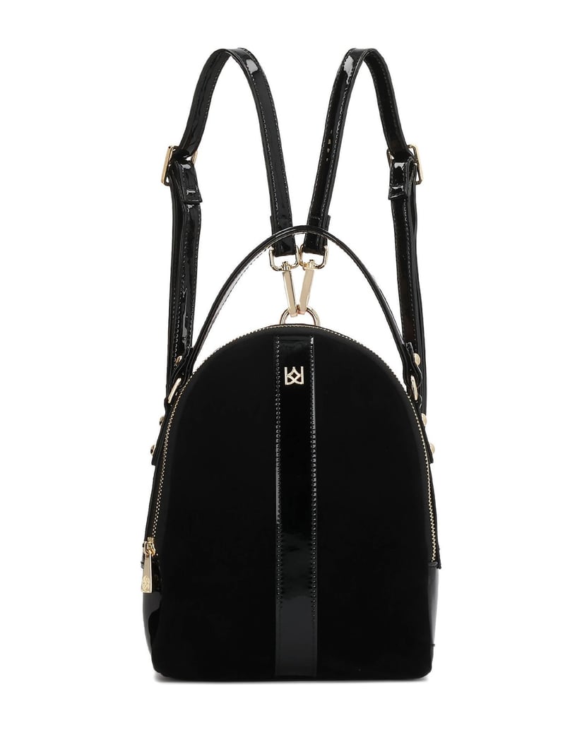 Kazar-Compact-backpack-in-suede-and-patent-leather-černá