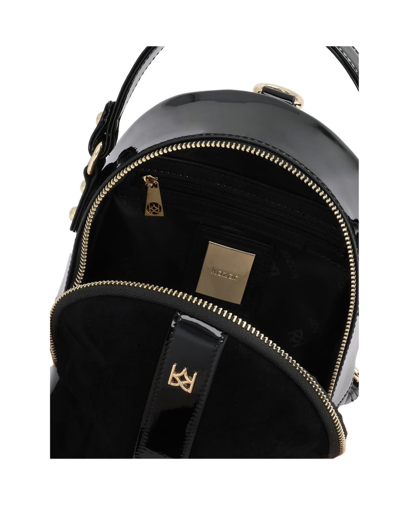 Kazar-Compact-backpack-in-suede-and-patent-leather-černá