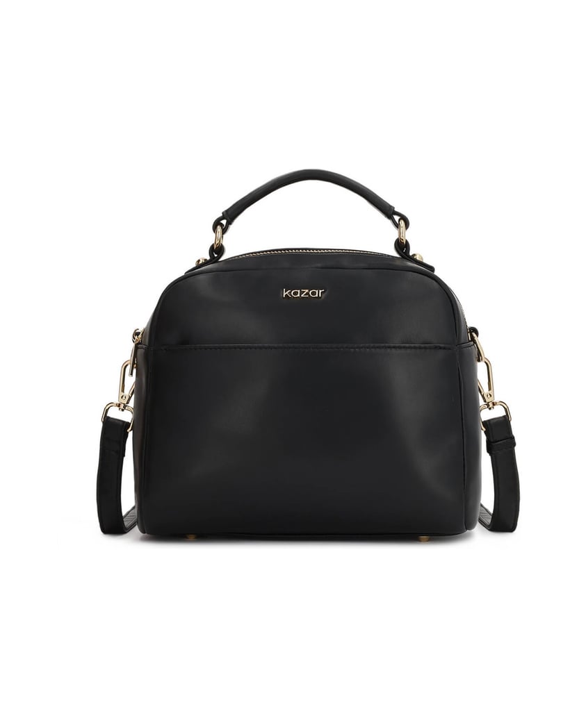 Kazar-Versatile-black-leather-handbag-černá