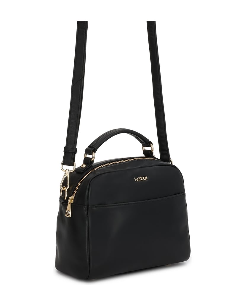 Kazar-Versatile-black-leather-handbag-černá