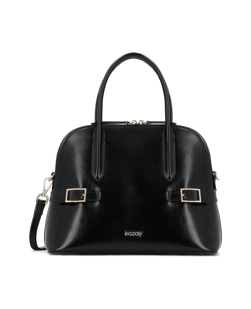 Kazar-Rigid-leather-handbag-with-handles-černá