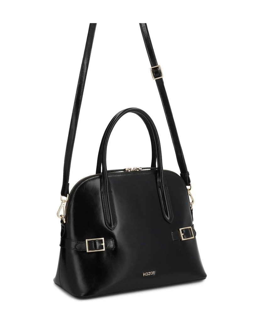 Kazar-Rigid-leather-handbag-with-handles-černá