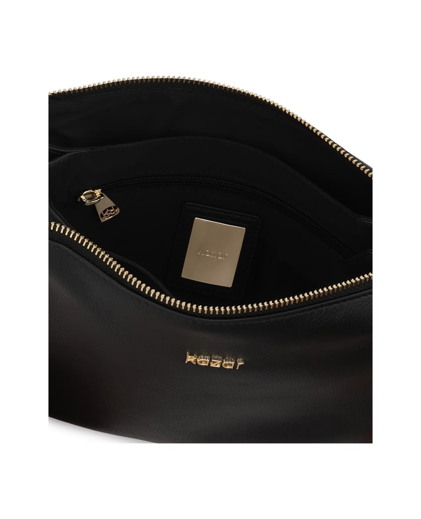 Kazar-Black-leather-bag-with-gold-details-černá