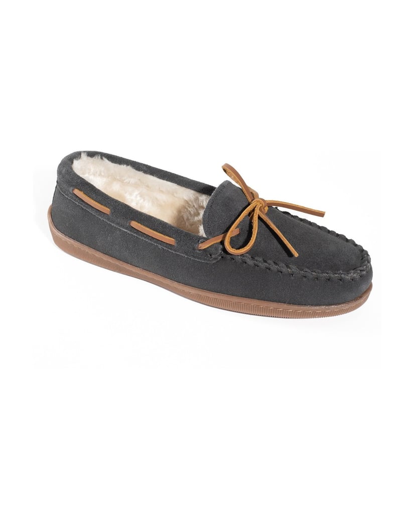 MINNETONKA-Pile-lined-Hardsole-Slippers-dunkelgrau