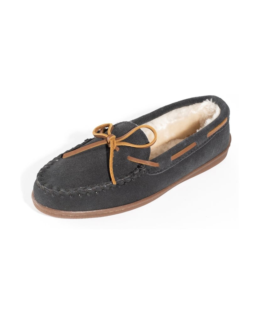 MINNETONKA-Pile-lined-Hardsole-Slippers-dunkelgrau