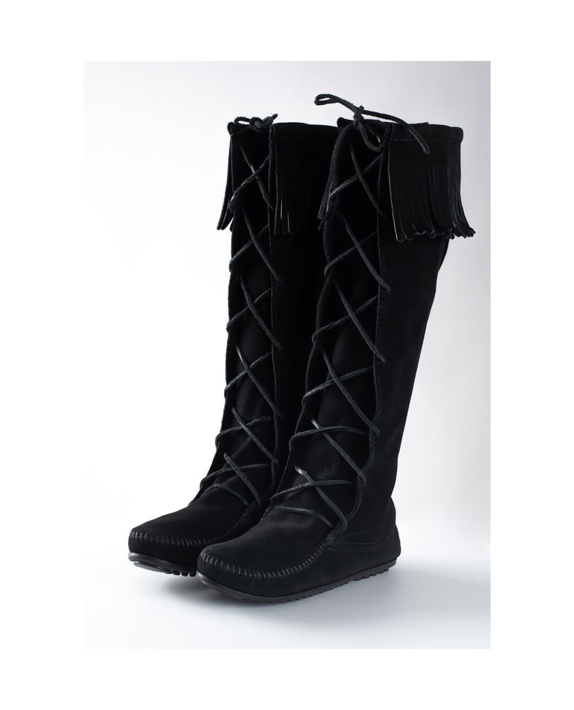 MINNETONKA-Kniehohe-Stiefel-aus-Spitze-schwarz