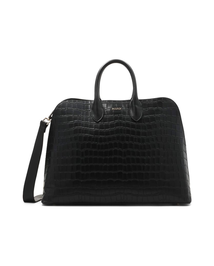 Kazar-Black-elegant-handbag-with-embossed-pattern-čierna