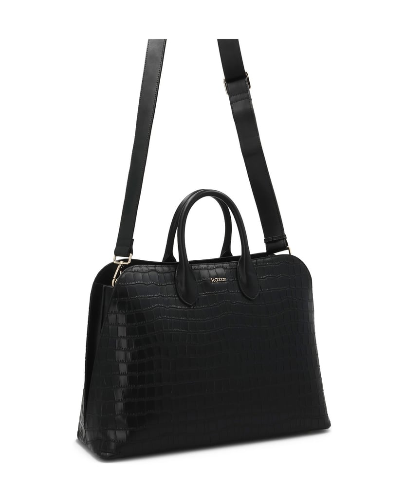 Kazar-Black-elegant-handbag-with-embossed-pattern-čierna