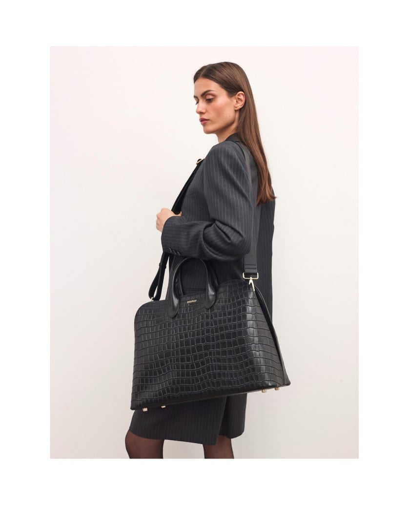 Kazar-Black-elegant-handbag-with-embossed-pattern-čierna