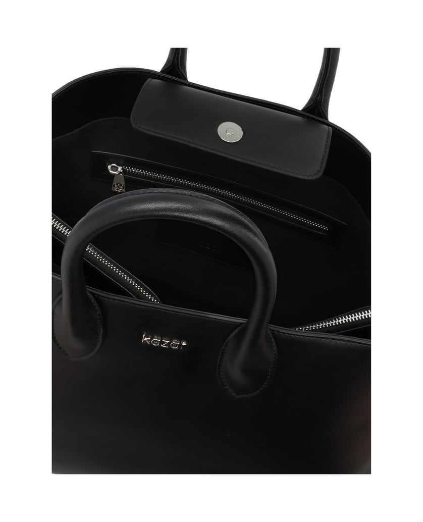 Kazar-Elegante-steife-Lederhandtasche-schwarz
