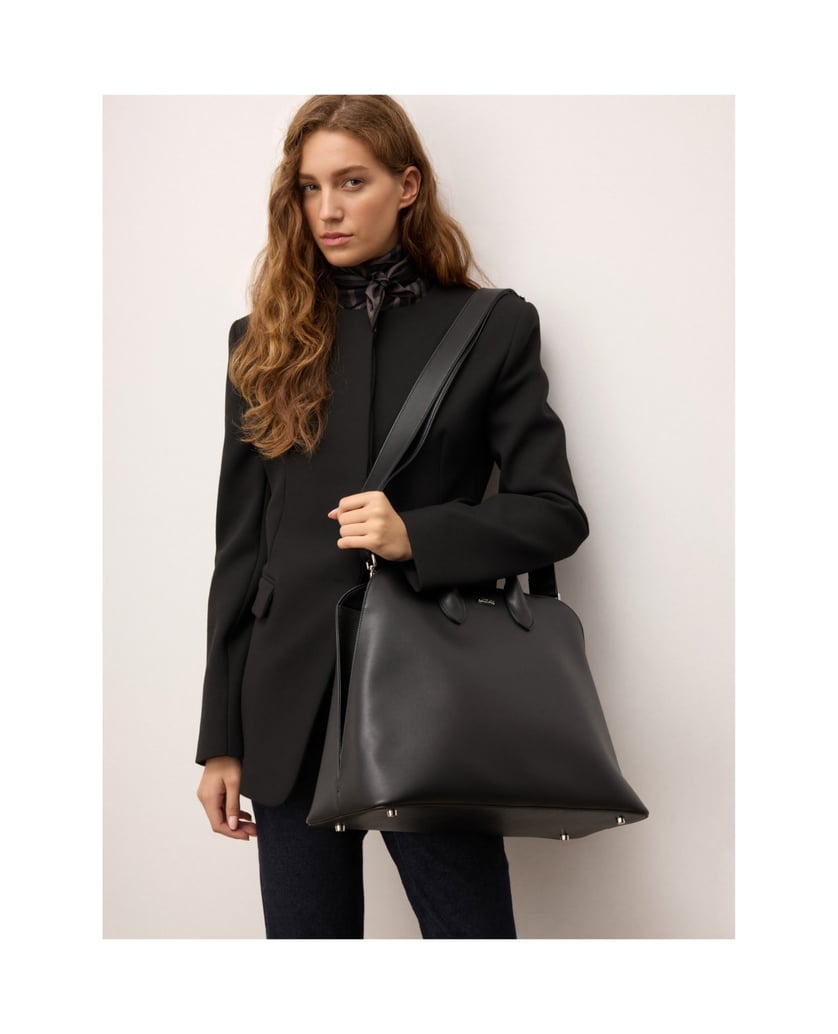 Kazar-Elegante-steife-Lederhandtasche-schwarz