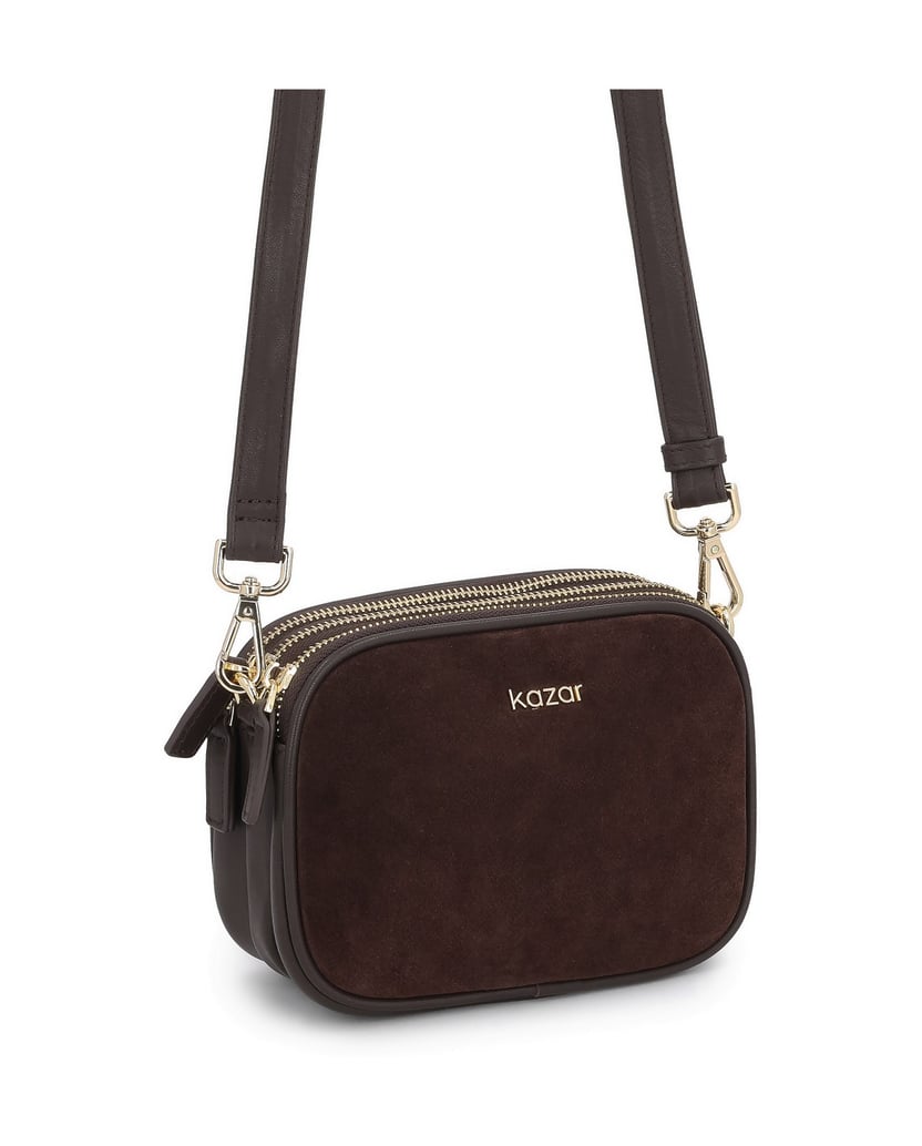 Kazar-Small-suede-handbag-with-natural-leather-elements-tmavá-hnedá