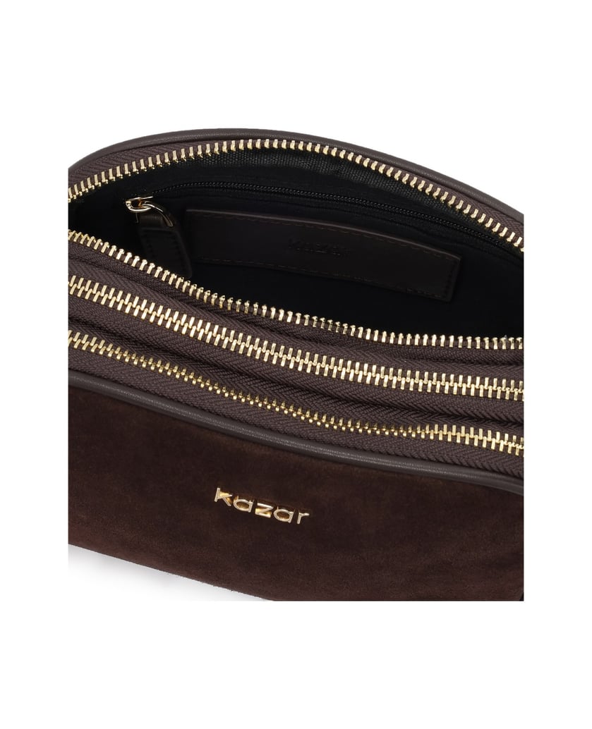 Kazar-Small-suede-handbag-with-natural-leather-elements-tmavá-hnedá