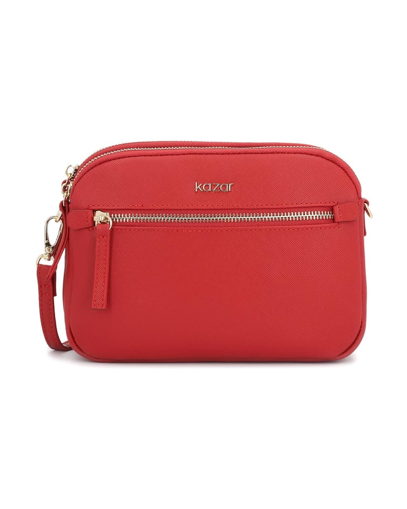Kazar-Red-leather-handbag-with-three-compartments-červená