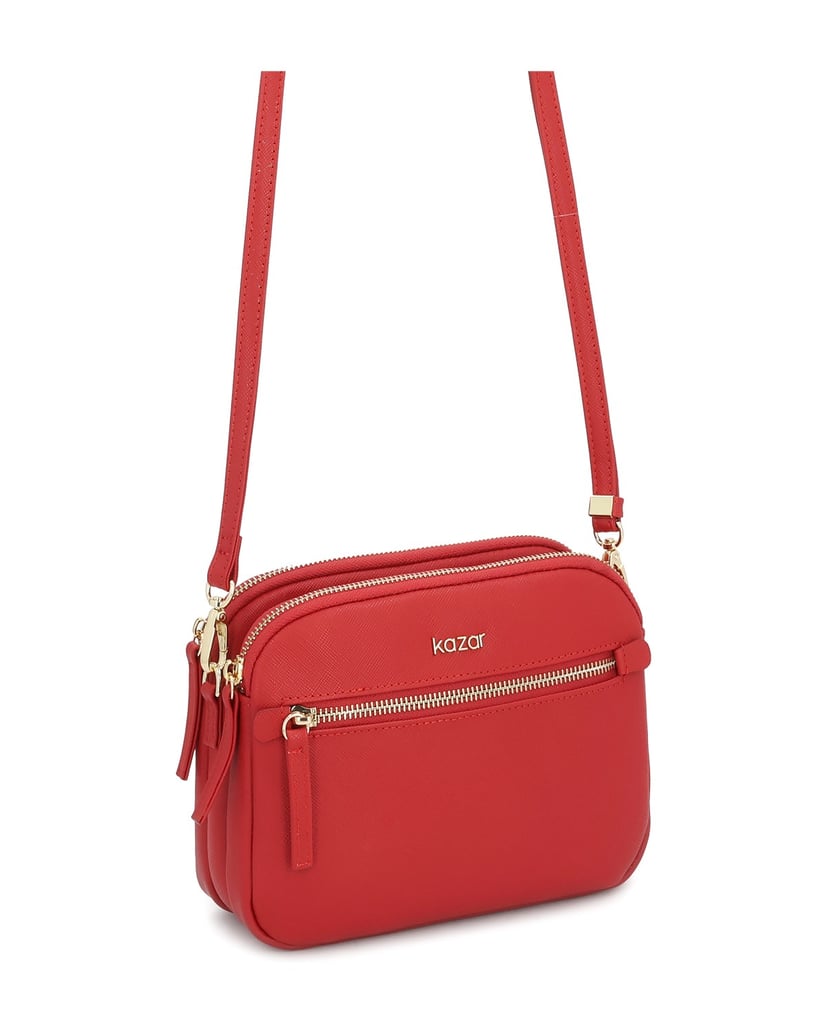 Kazar-Red-leather-handbag-with-three-compartments-červená