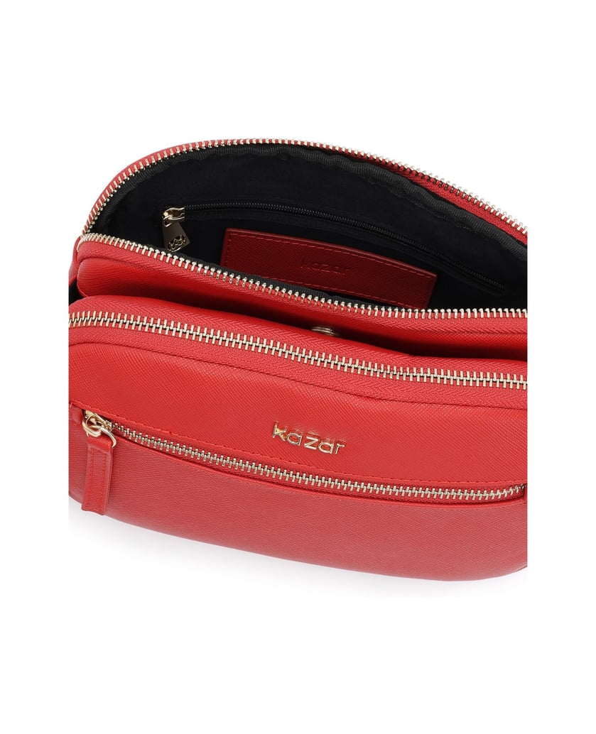 Kazar-Red-leather-handbag-with-three-compartments-červená