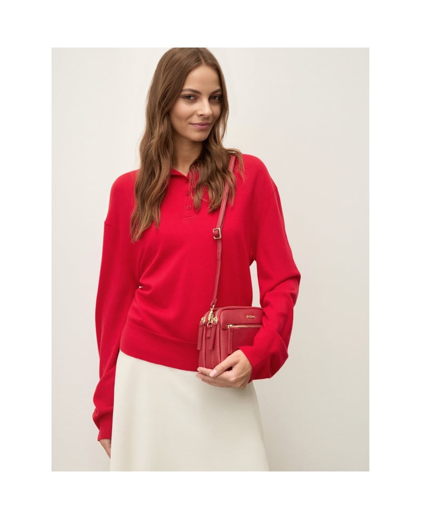 Kazar-Red-leather-handbag-with-three-compartments-červená