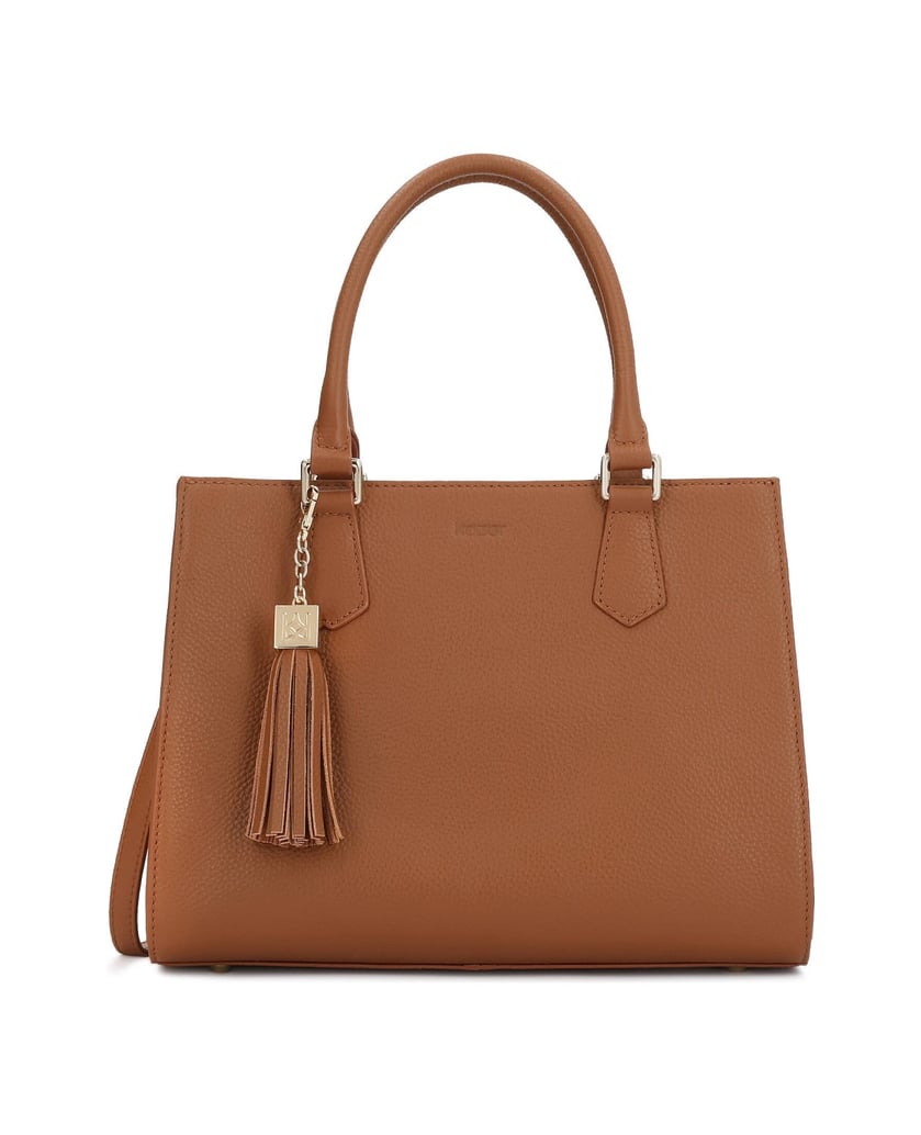 Kazar-Light-brown-leather-handbag-with-key-ring-velbloudí