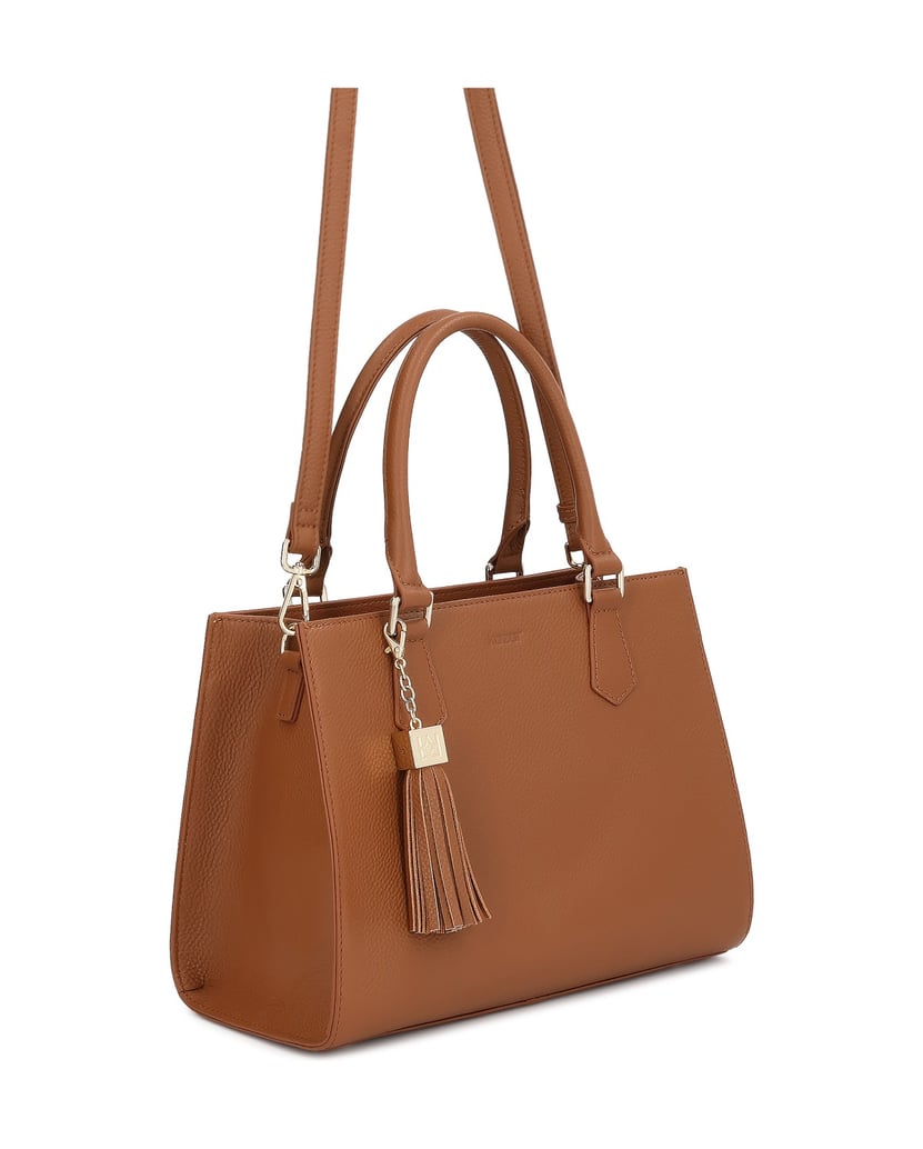 Kazar-Light-brown-leather-handbag-with-key-ring-velbloudí