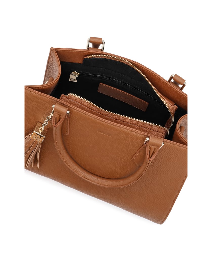 Kazar-Light-brown-leather-handbag-with-key-ring-velbloudí