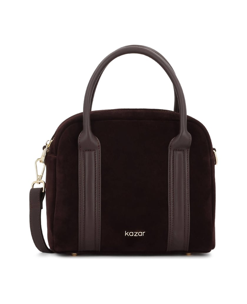 Kazar-Dark-brown-suede-handbag-with-leather-handles-tmavá-hnedá