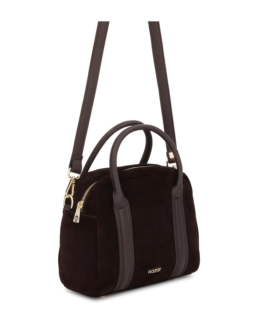 Kazar-Dark-brown-suede-handbag-with-leather-handles-tmavá-hnedá