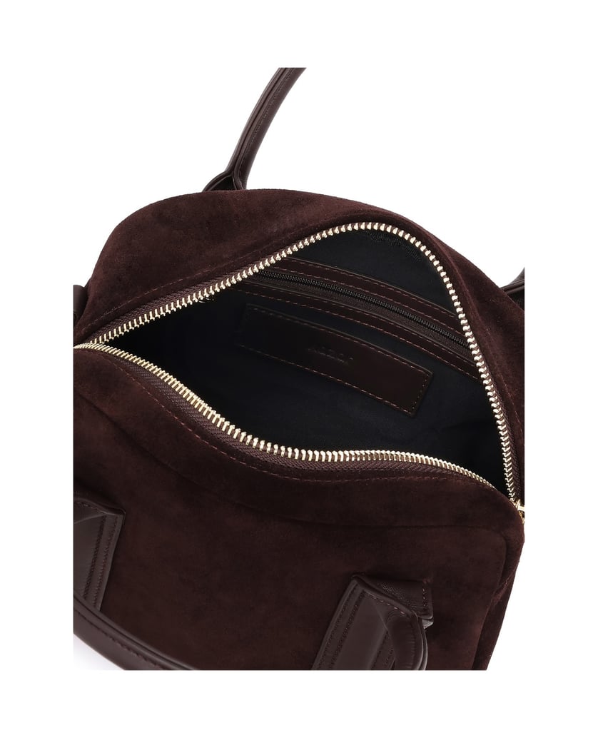 Kazar-Dark-brown-suede-handbag-with-leather-handles-tmavá-hnedá