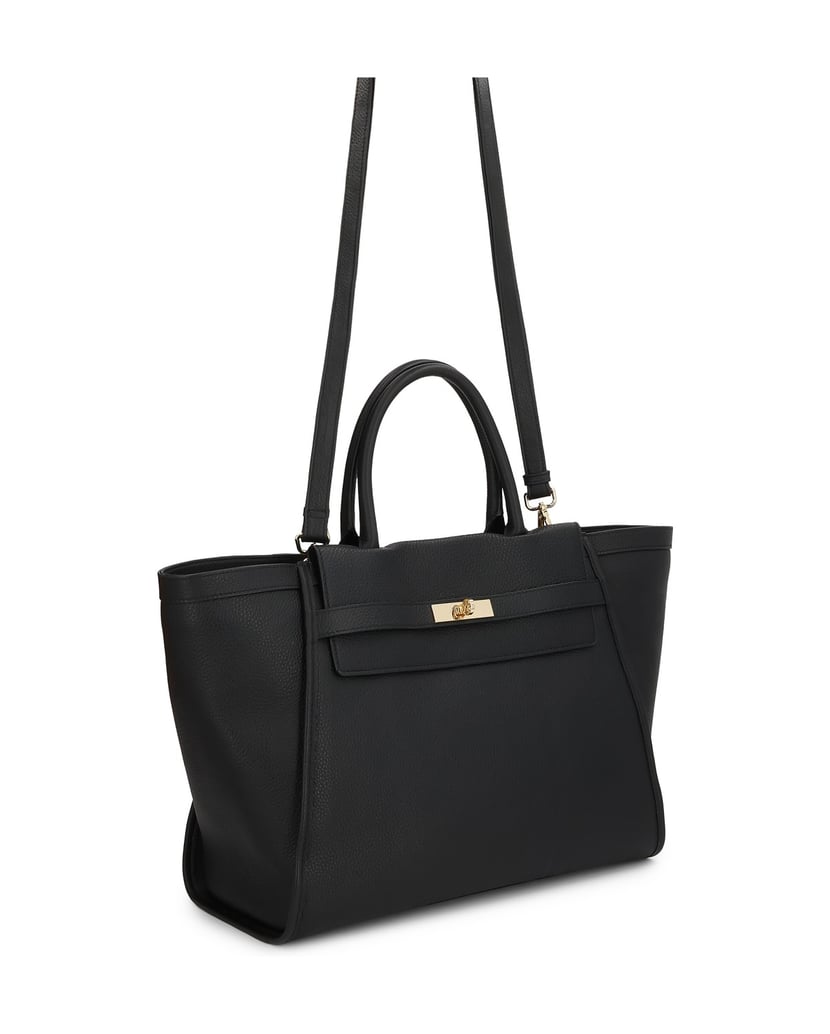 Kazar-Large-black-handbag-with-decorative-strap-and-buckle-černá