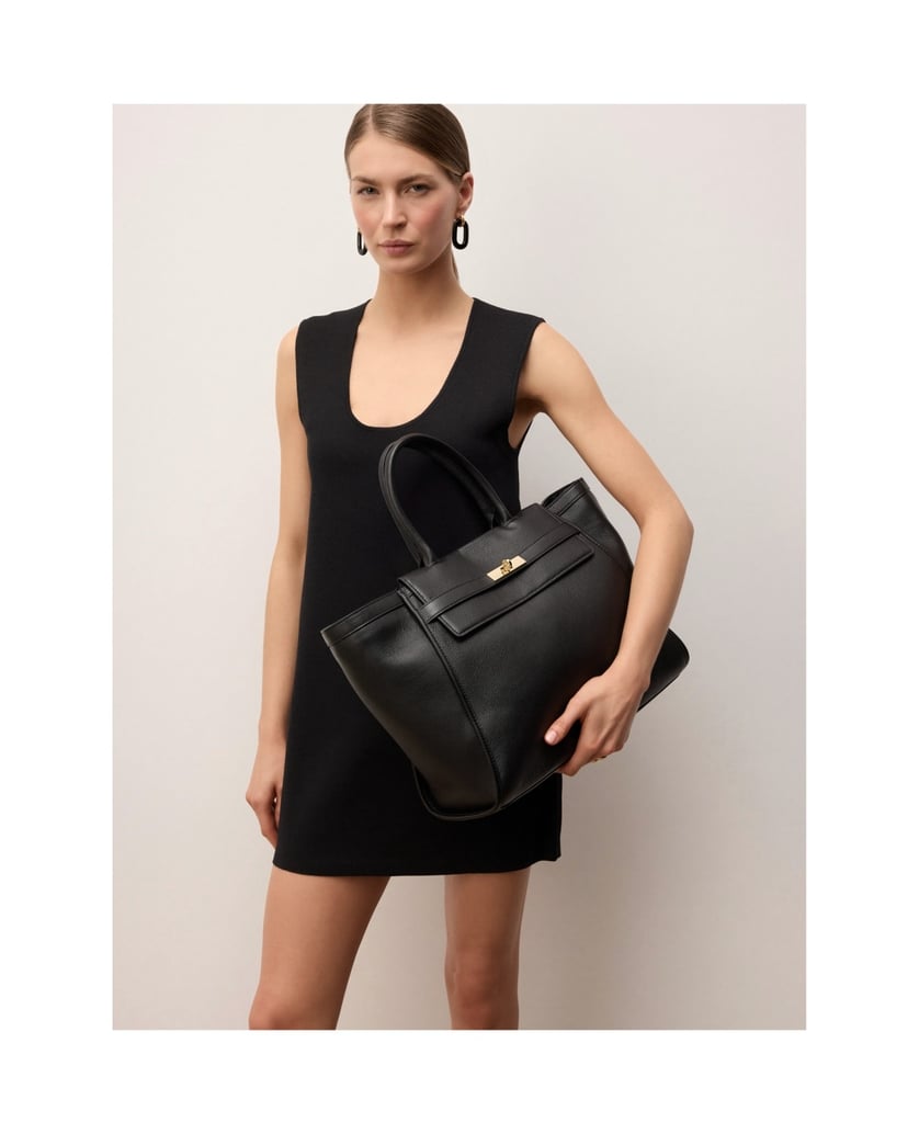 Kazar-Large-black-handbag-with-decorative-strap-and-buckle-černá