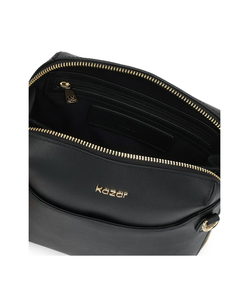 Kazar-Black-leather-bag-with-front-pocket-černá