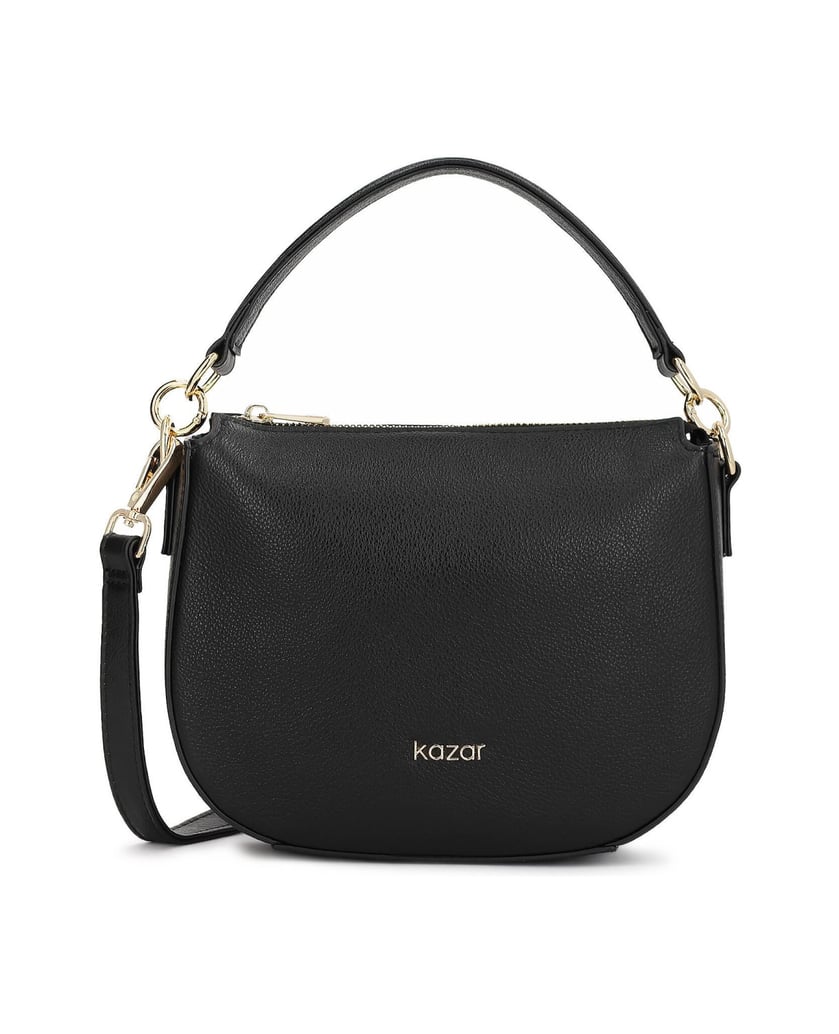 Kazar-Black-leather-handbag-with-two-straps-černá