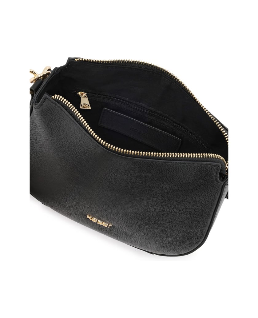 Kazar-Black-leather-handbag-with-two-straps-černá