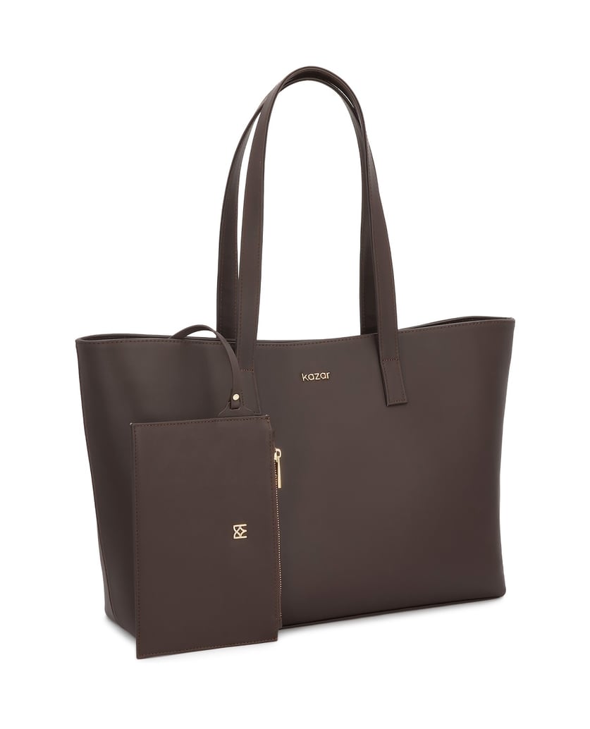 Kazar-Large-leather-handbag-with-pouch-hnědá