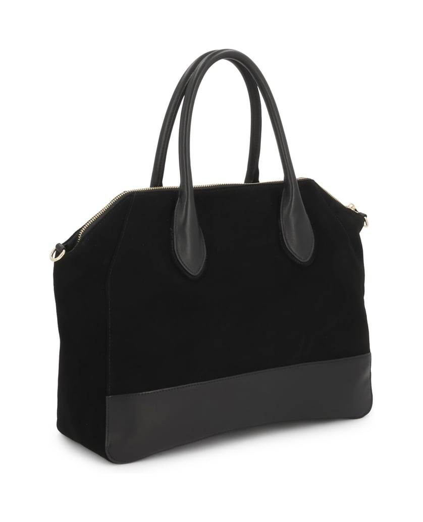 Kazar-Black-suede-handbag-with-handles-and-strap-čierna