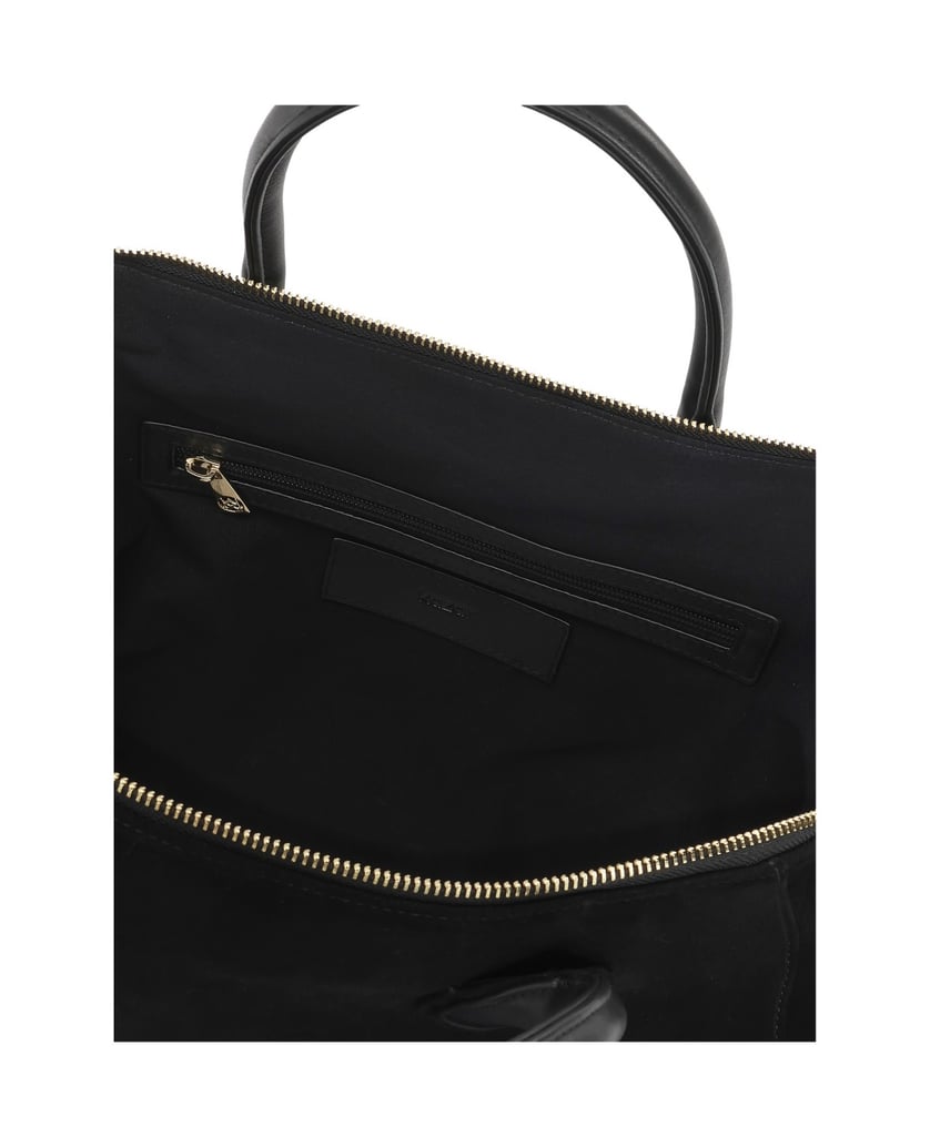 Kazar-Black-suede-handbag-with-handles-and-strap-čierna