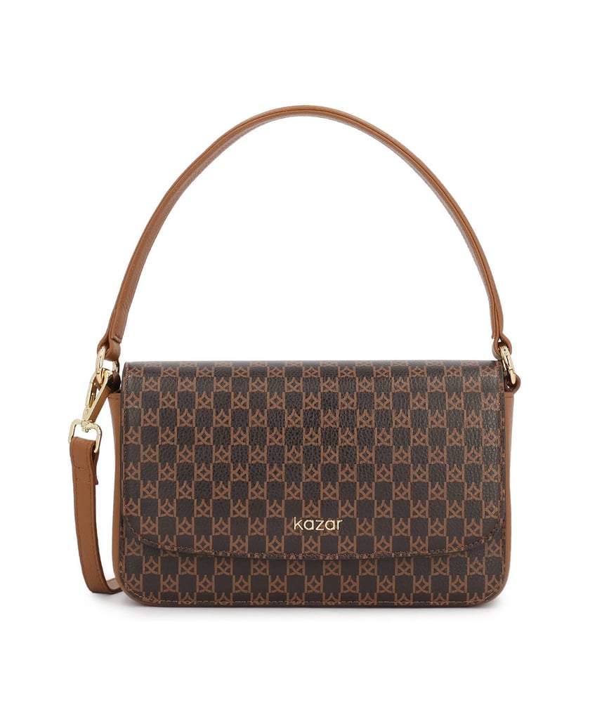Kazar-Monogrammed-leather-baguette-hnědá