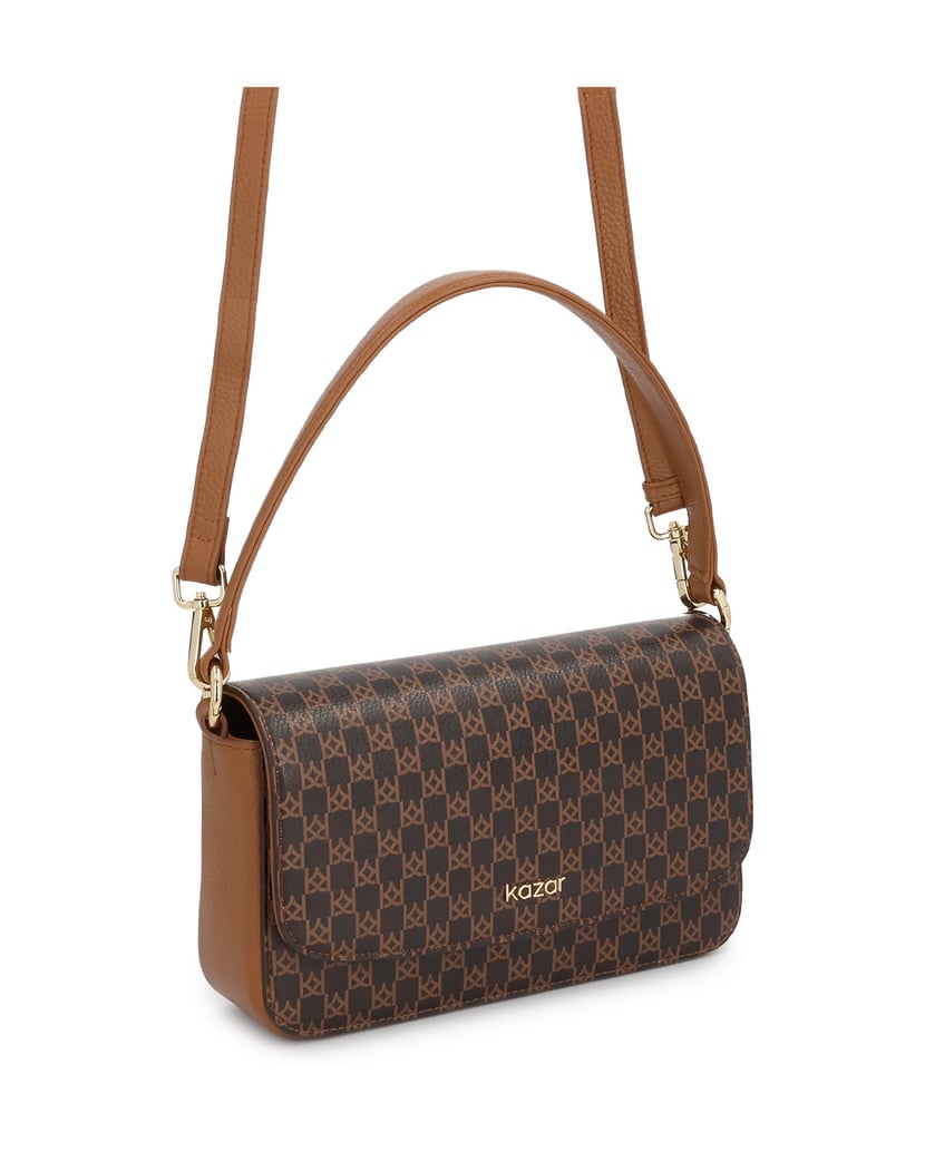 Kazar-Monogrammed-leather-baguette-hnědá