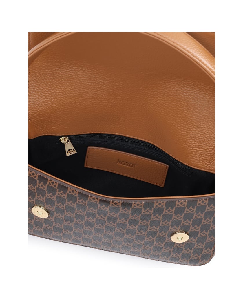 Kazar-Monogrammed-leather-baguette-hnědá