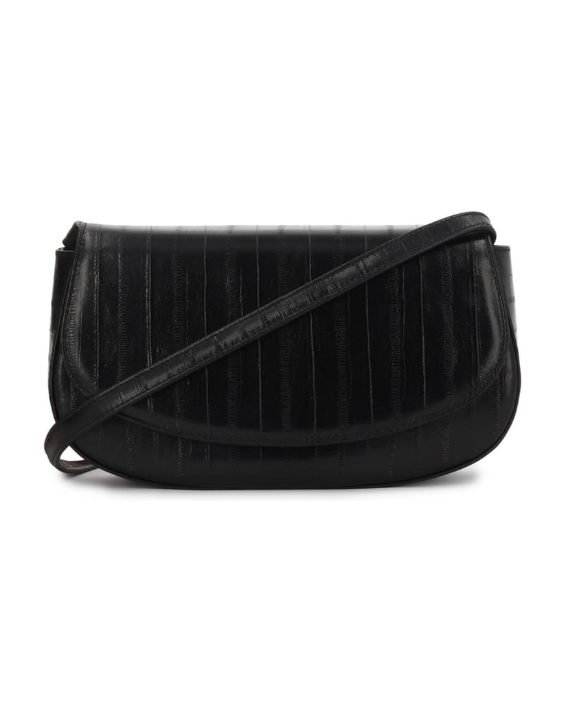 Kazar-Black-rigid-handbag-with-a-unique-pattern-černá