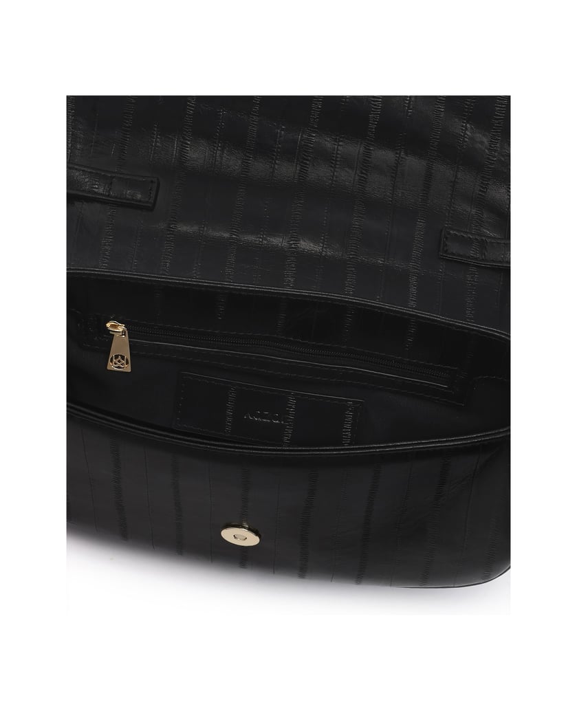 Kazar-Black-rigid-handbag-with-a-unique-pattern-černá