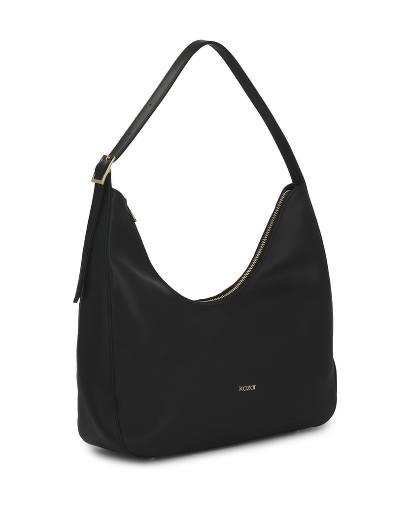 Kazar-Black-leather-shoulder-bag-with-adjustable-strap-černá