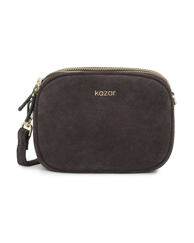 Kazar-Grey-suede-handbag-with-three-compartments-šedá