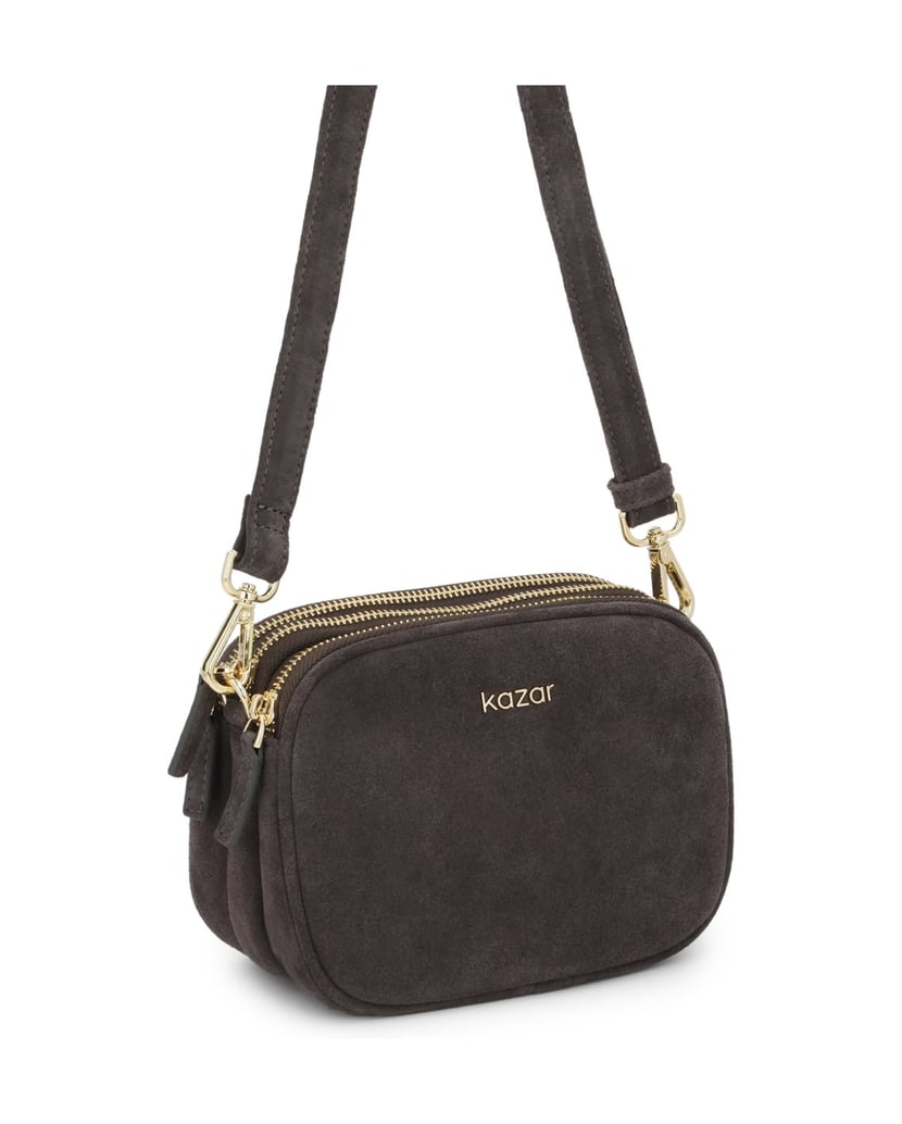 Kazar-Grey-suede-handbag-with-three-compartments-šedá