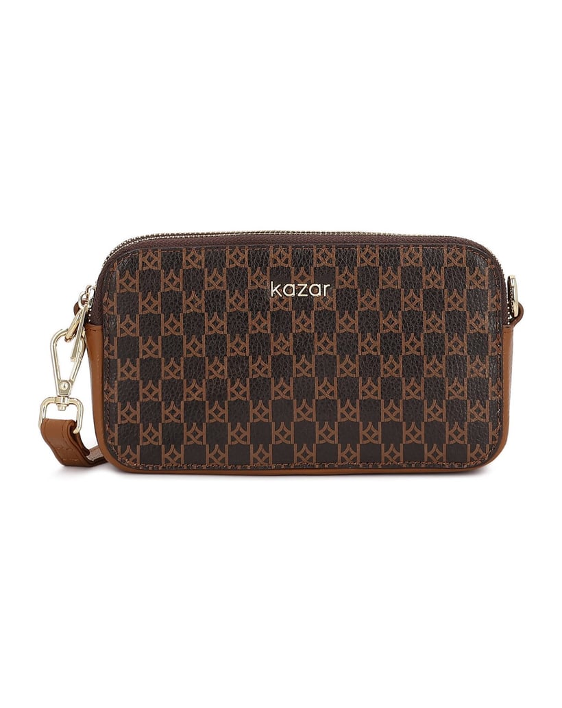 Kazar-Brown-patterned-leather-handbag-hnědá