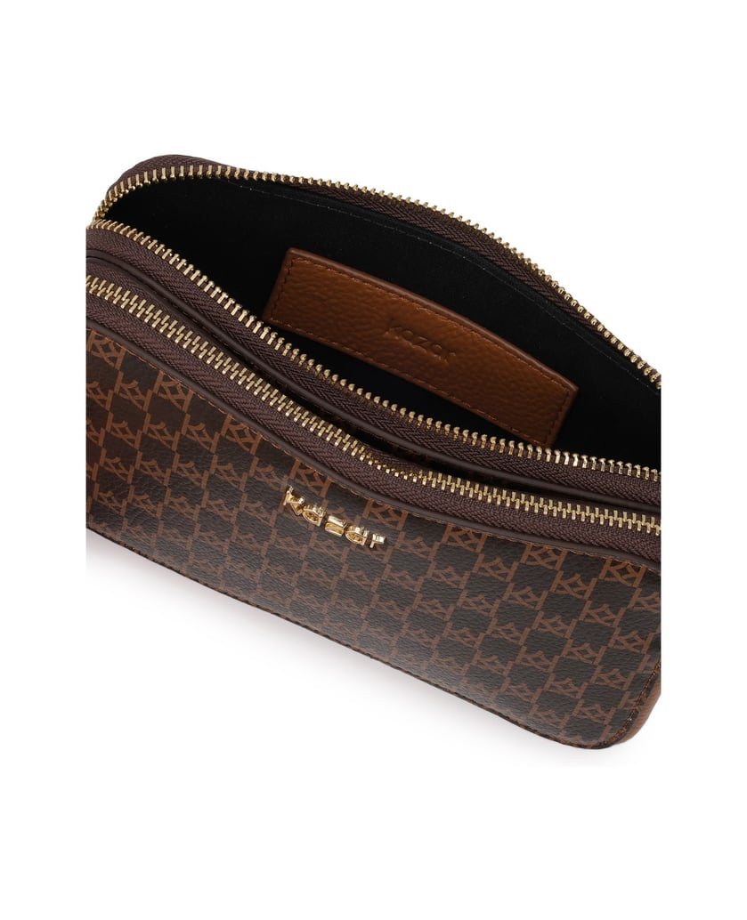 Kazar-Brown-patterned-leather-handbag-hnědá