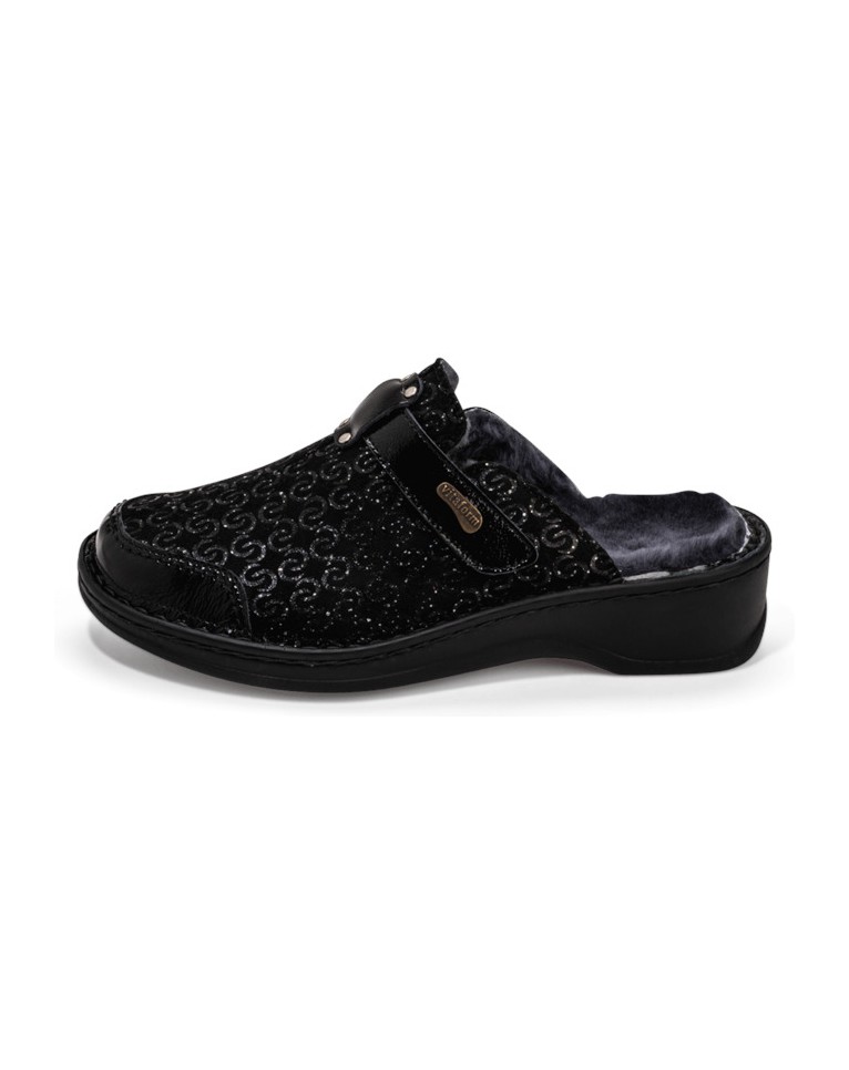 VITAFORM-Veloursleder-Clogs-schwarz