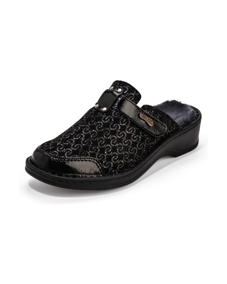 VITAFORM-Veloursleder-Clogs-schwarz